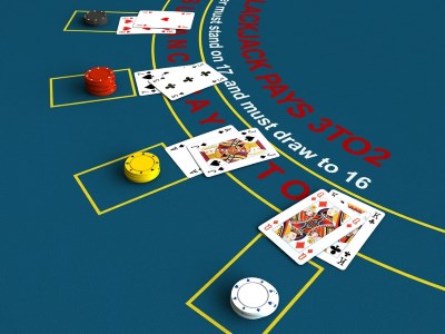 3d render of blackjack table scene